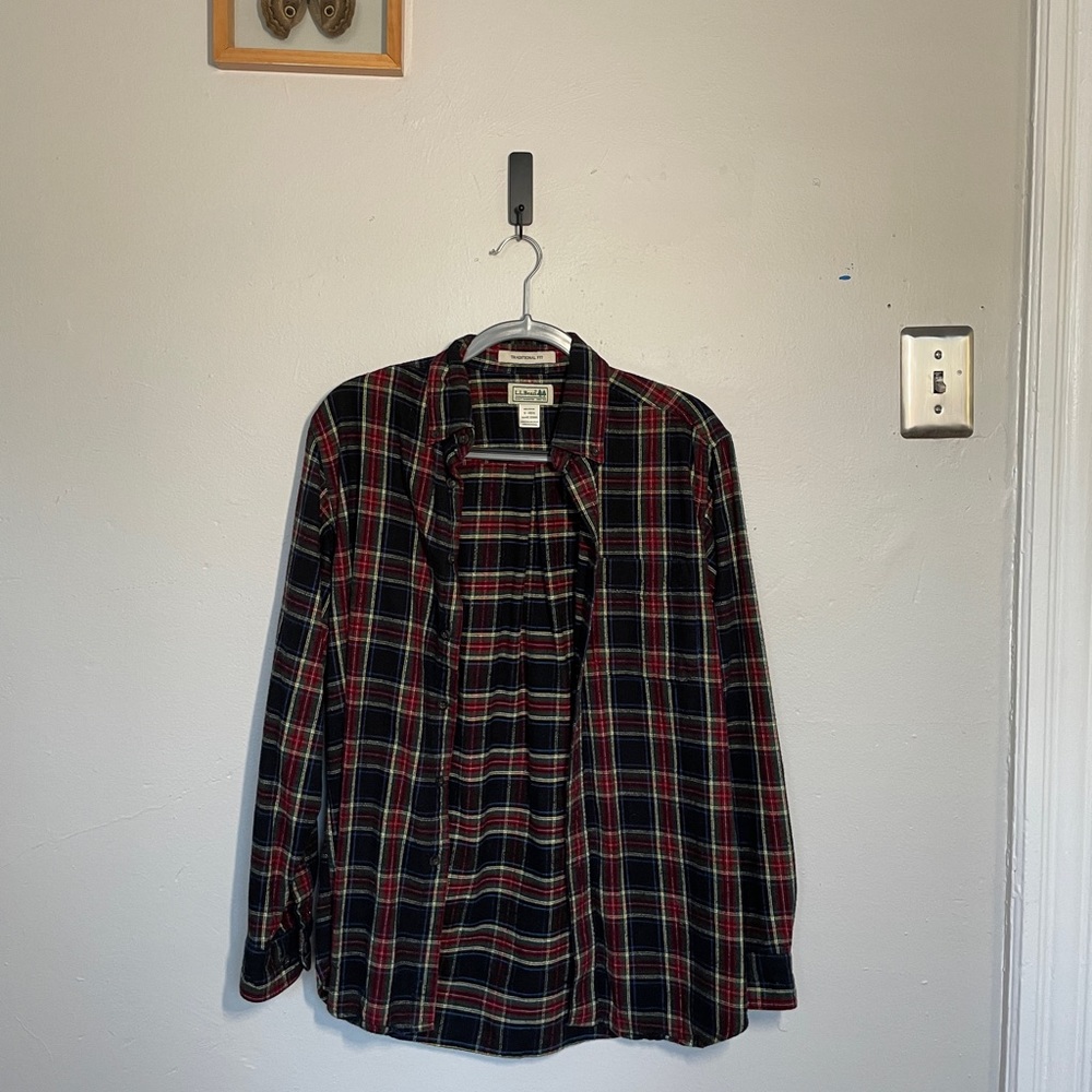 L.L. Bean 100% Cotton Traditional Fit Plaid Flannel multicolor sz S REG
